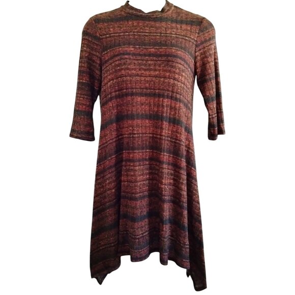 Signature By Robbie Bee Size Large Tunic Dress Womens Striped Handkerchief Hem - Picture 2 of 8